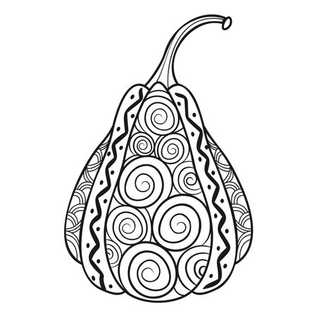 Pumpkin mandala. Coloring page for adults and kids. Vector illustration.のイラスト素材