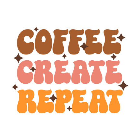 Coffee groovy quote in retro style. Vector on isolated background.のイラスト素材