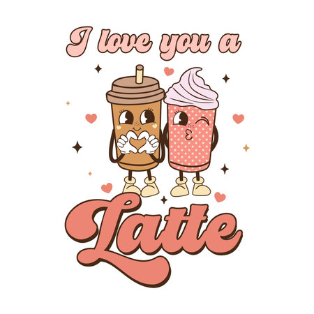 Coffee groovy quote in retro style. Vector on isolated background.のイラスト素材