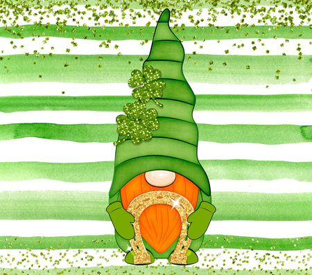 Happy St Patricks Day texture with funny gnome. Stock illustration.の写真素材