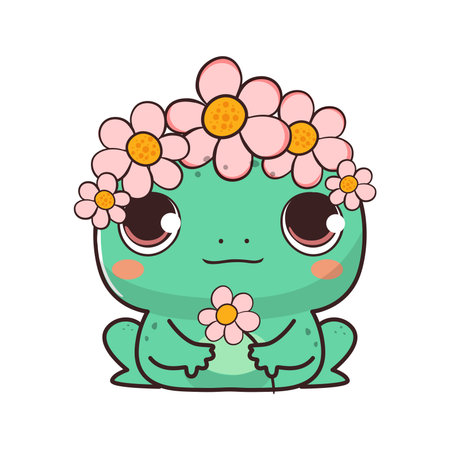 Cute baby frog in cartoon style. Vector.のイラスト素材