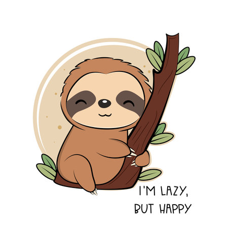 Cute sloth in cartoon style. Vector illustration.のイラスト素材