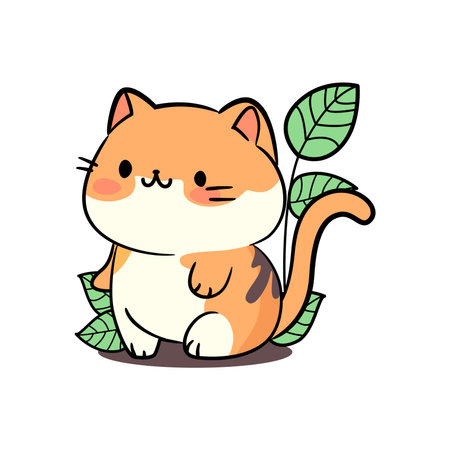 Cute cat in kawaii style. Vector illustration.のイラスト素材