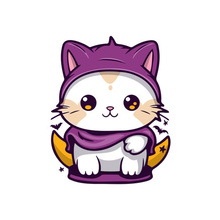 Cute halloween cat in cartoon style. Vector illustration.のイラスト素材