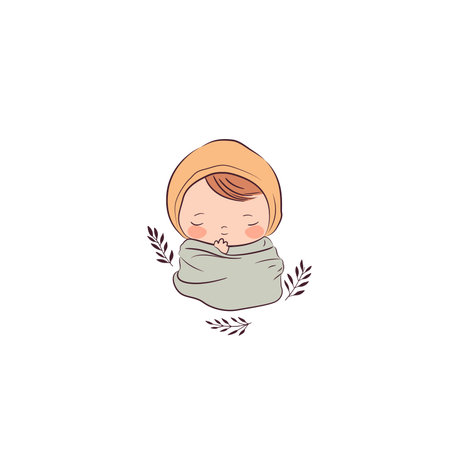Cute sleeping newborn baby. Ideal for cards.のイラスト素材