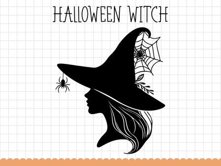 Silhouette of a witch in hat, Halloween vector illustration.のイラスト素材