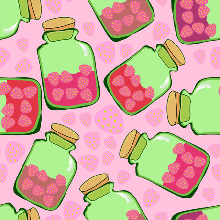 strawberry jam patternのイラスト素材