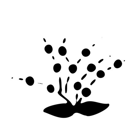 Vector sdrawing abstract herbs, monochrome artistic botanical illustration, isolated floral elements, hand drawn illustration.のイラスト素材