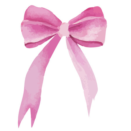 Pink gift bow. Watercolor hand painted vector illustrantion. Perfect for icons, decoration, printsのイラスト素材