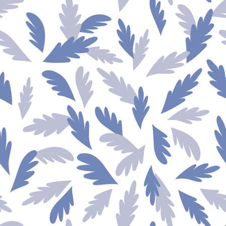 Decorative Abstract Leaves Seamless Pattern. Graphic Floral Simple Dynamic Background. Flower Repeatable Motif for Surface Design, Fabric, Wrapping Paper, Greeting Card. Vector Illustrationのイラスト素材