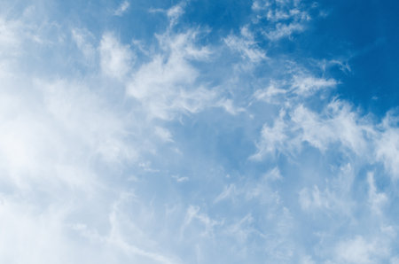Dramatic blue sky background. Vast sky landscape panoramic scene.