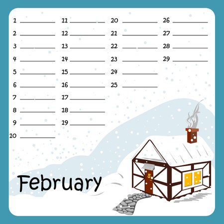 Vector birthday calendar for Februaryのイラスト素材