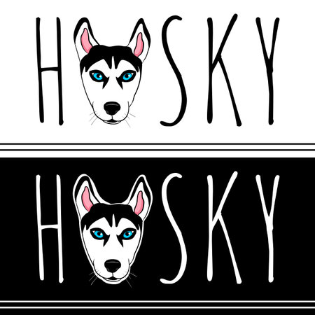 Vector Husky graphic logo in two colorsのイラスト素材