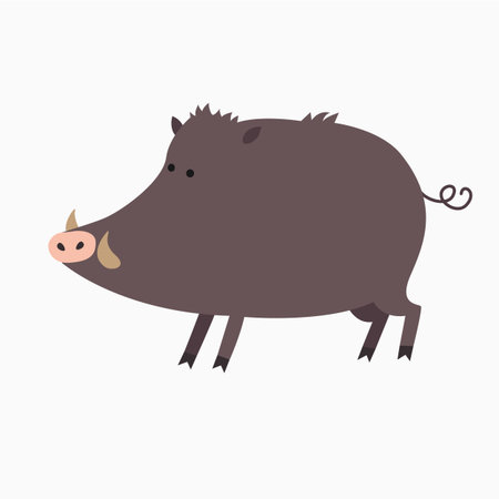 Wild boar or wild pig cartoon isolated on white backgroundのイラスト素材