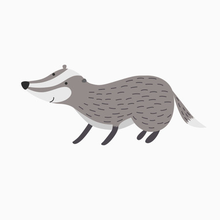 badger vector picture isolated on white background stands on four legsのイラスト素材