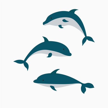 Set of three cute dolphins. Vector illustration.のイラスト素材