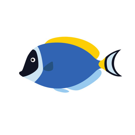 Fish blue surgeon side view. Vector illustration isolatedのイラスト素材
