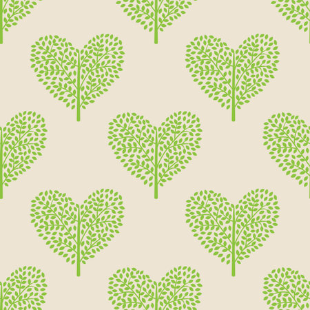 Seamless pattern trees heart illustration.のイラスト素材
