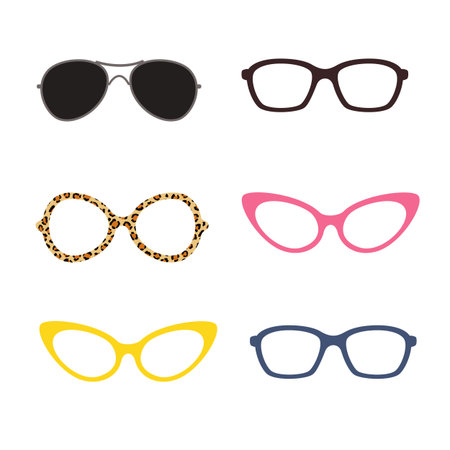glasses in different colors and formsのイラスト素材