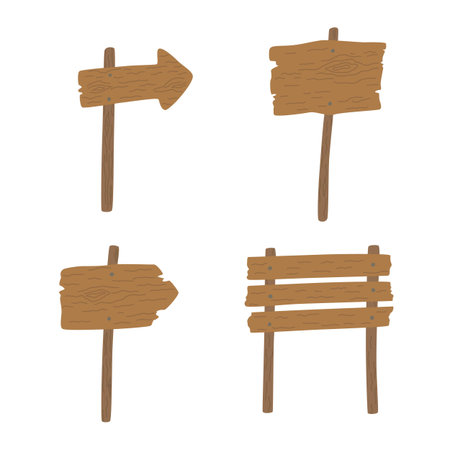 Wooden signs setのイラスト素材