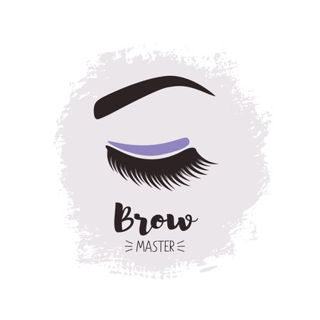 Brows and lashes lettering. For beauty salon, lash extensions maker, brow master.のイラスト素材