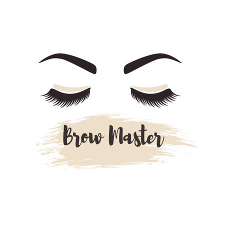 Brows and lashes lettering. For beauty salon, lash extensions maker, brow master.のイラスト素材