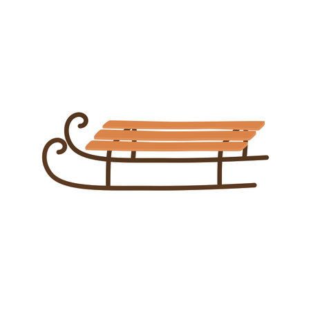 Sledge for children. Cartoon illustration of winter transportation. Sledges for snow. Vector illustration on white isolated backgroundのイラスト素材