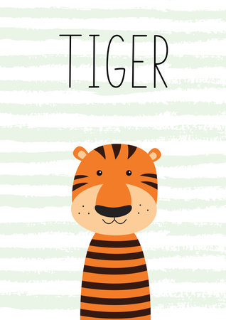 Cute little tiger. Poster, card for kidsのイラスト素材