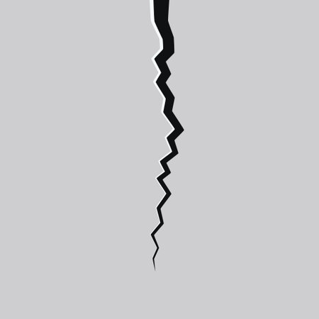 Crack in surface. Rift in earth. Realistic fracture in wall. Vector illustration.のイラスト素材