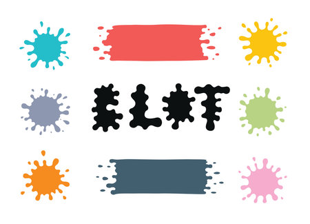 Collection of paint splashes. Vector blots set isolated on white backgroundのイラスト素材