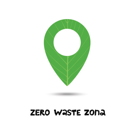 Zero waste zone. Green location icon. ECO icon. Ecology friendly. No Plastic and Go Green. Eco text.のイラスト素材