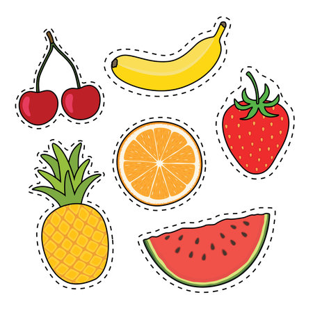 Fruit on stickers. Vector illustration isolated on white background. EPS10のイラスト素材