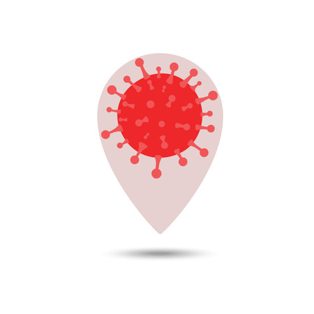 Pin Location of Coronavirus or Virus Element, Sign coronavirusのイラスト素材