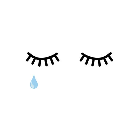 Lashes with tear vector illustration isolated on white backgroundのイラスト素材