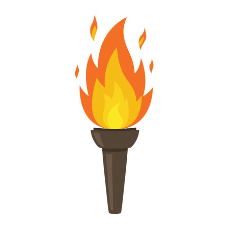 Torch isolated on white background. Fire. Symbol of games. Flaming figure. Vector illustrationのイラスト素材