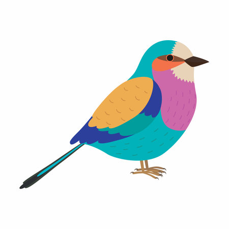 Lilac breasted roller. Colorful beautiful bird. Vector illustrationのイラスト素材