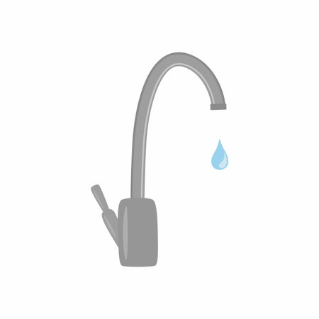 Water tap with drop. Save water. Vector illustration.のイラスト素材