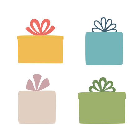 Set boxes. Silhouette of a gift box. It is well suited for attracting attention on advertising flyersのイラスト素材