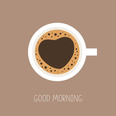 Coffee cup top view. Good morning. Love coffeeのイラスト素材