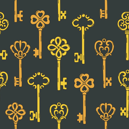 Seamless pattern with beautiful vintage key. Vector illustration.のイラスト素材