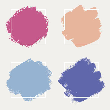 A set of abstract backgrounds. Ink brush strokes with uneven edges. Illustration with a dry brush.のイラスト素材