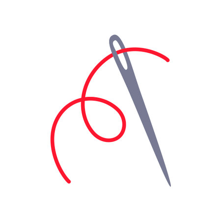 Thread a needle. Vector illustration isolated on white background.のイラスト素材