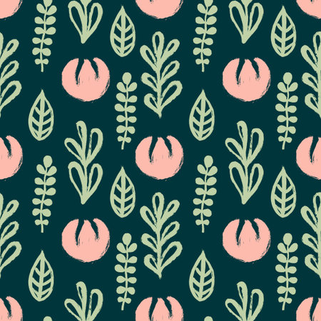 Seamless pattern with hand-drawn flowers. Vector design.のイラスト素材