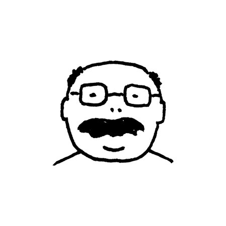Face fat bald man with mustache and glasses. Human avatar.のイラスト素材