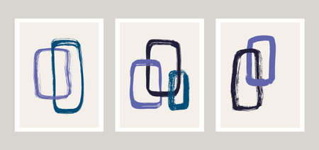 Geometric minimalist abstract hand painted poster for wall decor, print design.のイラスト素材