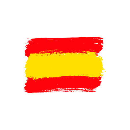 Spain colorful brush strokes painted national country flag icon.のイラスト素材