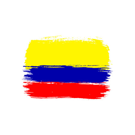 Colombia colorful brush strokes painted national country flag icon.のイラスト素材