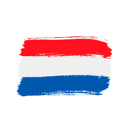 Netherlands colorful brush strokes painted national country flag icon.のイラスト素材
