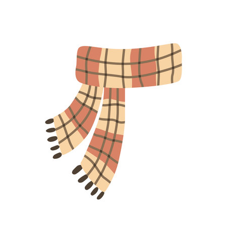 Illustration knitted scarf isolated on white background. Winter scarfのイラスト素材