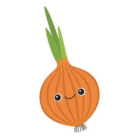 Cute onion with smiling faceのイラスト素材